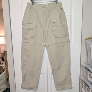 Columbia GRT Convertible Hiking Pants Men's Large Beige Zip Off Shorts TM8250